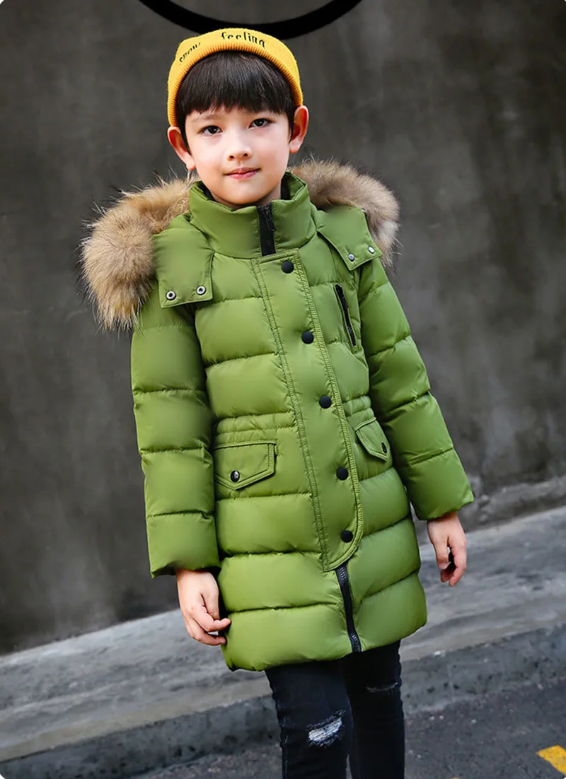 Children Clothing Winter Jacket for Girls Warm Down Jacket Fur Collar Hooded Outerwear Coat Kids Parka 4 6 8 10 12 13 Years