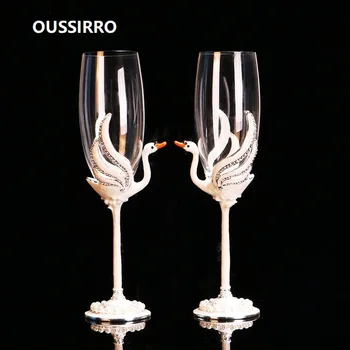 

2 PCS /Set Crystal Wedding Toasting Champagne Flutes Glasses Drink Cup Party Marriage Wine Decoration Cups For Parties Gift Box