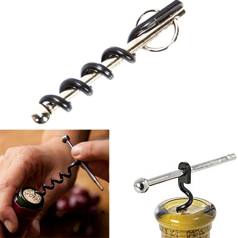 Creative Multifunctional Mini Outdoor Stainless Steel Red Corkscrew Wine Bottle Beer Can Opener
