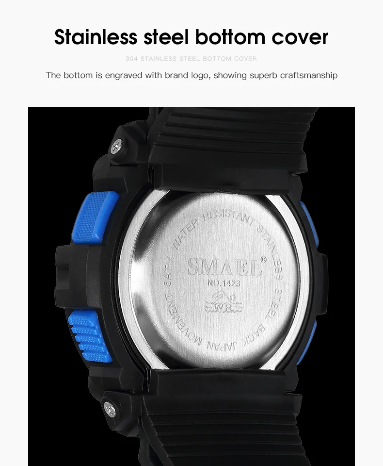 SMAEL, автоматические спортивные мужские часы, лучший бренд класса люкс, 50 м, водонепроницаемые цифровые наручные часы для мужчин, 1423Led, мужские повседневные цифровые часы