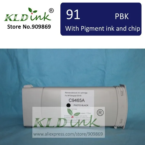 

[KLD Ink] Compatible HP91 C9465A PHOTO BLACK Pigment ink cartridge for Designjet Z6100