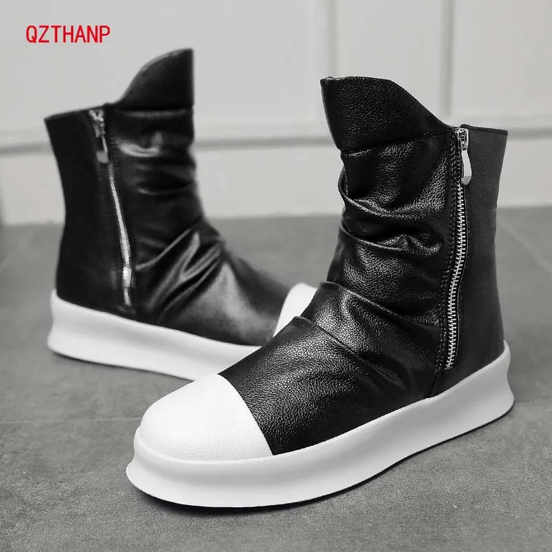 

2018 Men Boots Fashion Men Ankle Boots Winter Men Motorcycle Boots Male PU Shoes Leather High Quality Boots Men Casual Shoes