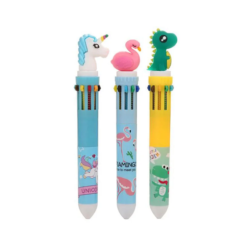 1pc 10 Color Ballpoint Cartoon Unicorn Flamingo Ball Pen Handles Accessories Interesting Office For School Supplies Stationery