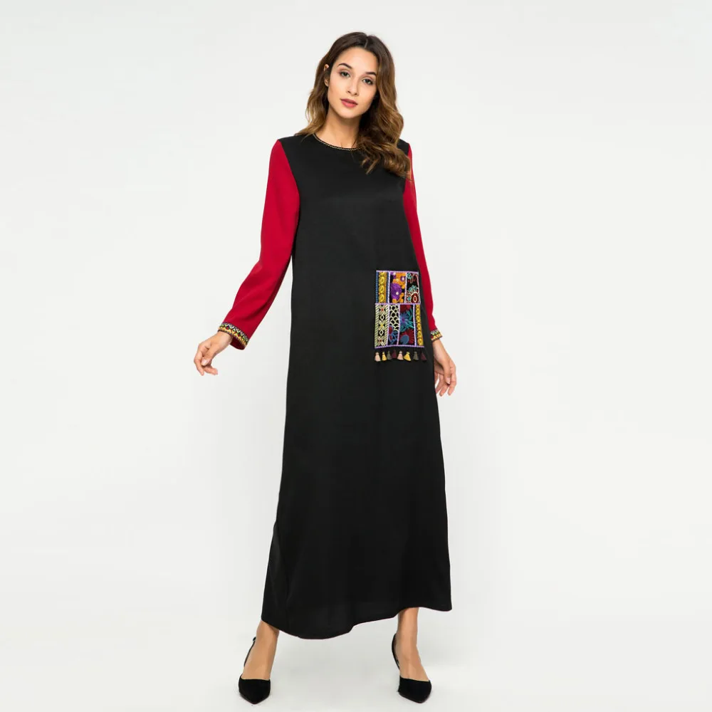 

2019 Women's Sexy Muslim Women Embroidery Kaftan Abaya Islamic Denim Maxi sukienki robe femme vestidos summer dress