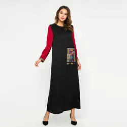 2019 для женщин пикантные мусульманские вышивка Kaftan abaya, мусульманские деним Макси sukienki роковой vestidos летнее платье