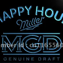 LA632-Миллер МГД пива Счастливый час бар светодиодный неоновый свет знак домашнего декора ремесла