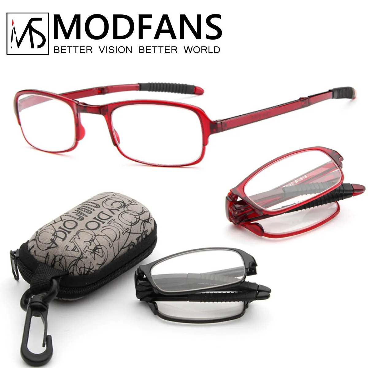 

Mini Folding Reading Glasses Men Readers Foldable Eyeglasses Women Unisex Presbyopic Glass Mens with Light diopter +1+2.5+3+3.5