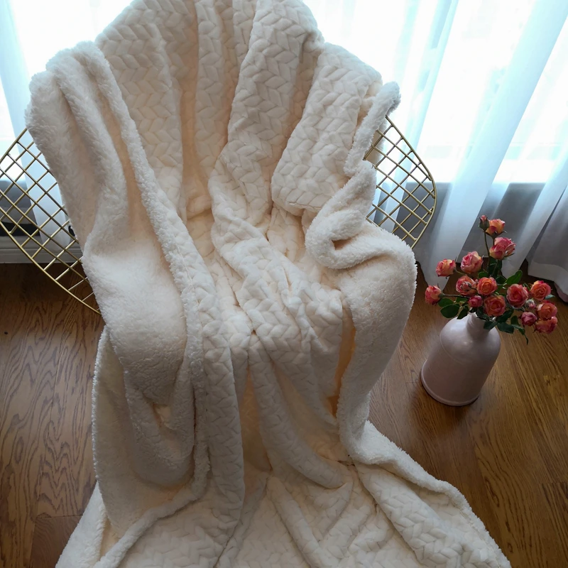 Зимнее Двухслойное толстое одеяло Ferret кашемировое супер мягкое теплое шерстяное одеяла фланелевые флисовые плед на диван кровать Белый ba