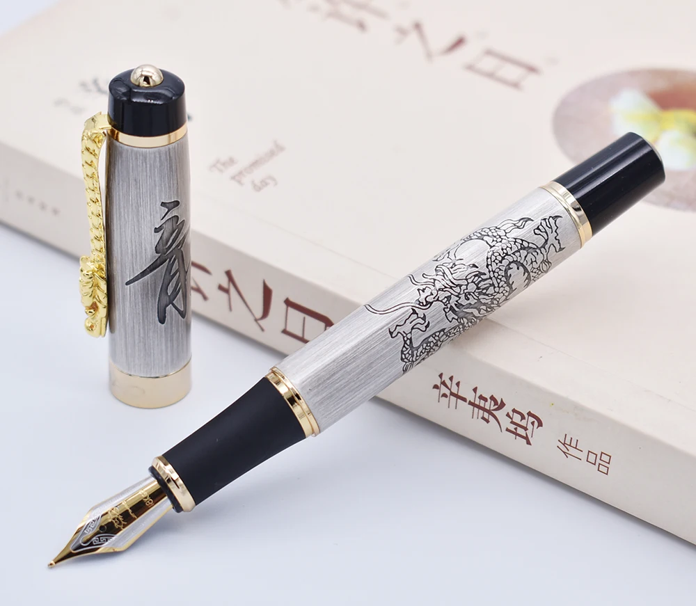 Jinhao винтажная Ручка-роллер с чернилами, потомки дракона, серые письма бизнес офисные школьные принадлежности