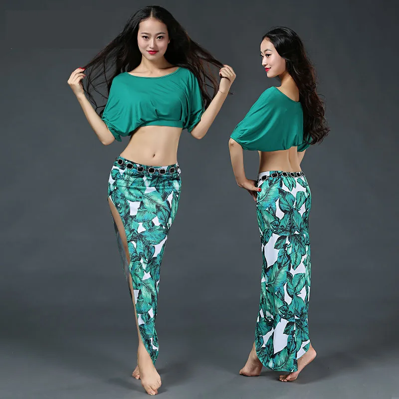 

Bellydance Short-Sleeve Batwing Irregular Long Skirt Belly dance 2pcs set for women/female Costume Gypsy Performance Wear ZM140