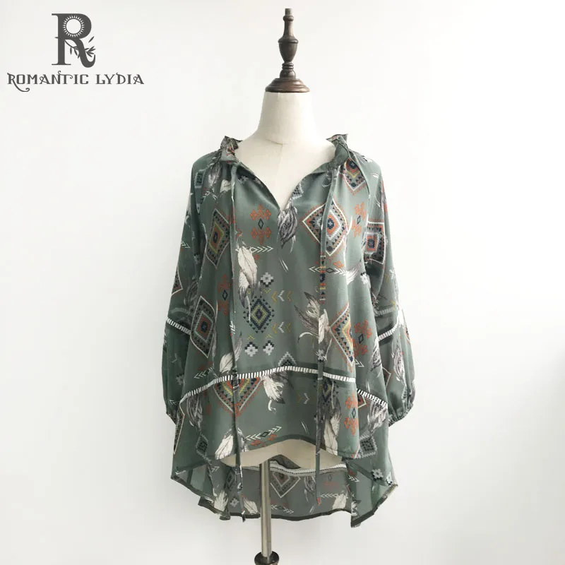 

Ladies Chiffon Blouse Long Sleeve Women Bohemian Summer Sexy Silk Patchwork Loose Tops Blouse Plus Size