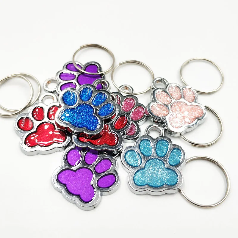 

3pcs Dog Tags Engraved Cat Puppy Pet ID Name Collar Tag Pendant Bone&Paw Glitter Pet Accessories Random color
