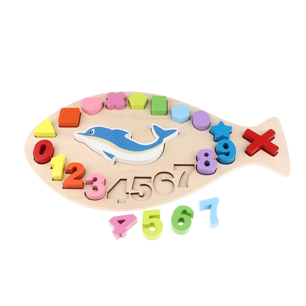 Wooden Blocks Puzzle Logarithmic Board, Toddler Kids Early Education Shape Numbers Learning & Educational Toys Puzzle Set