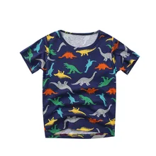 Новая летняя одежда для мальчиков, Детская футболка с короткими рукавами и принтом динозавра для мальчиков, хлопковая впитывающая Пот футболка