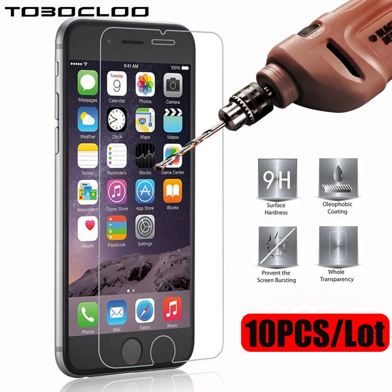 10 шт./партия 10 шт закаленное стекло для iPhone 4 4S 5 5S SE 5C 6 6s 7 7 8 Plus X защитная пленка