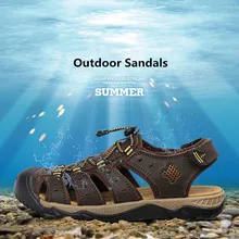 Clorts/мужские походные сандалии из натуральной кожи; спортивные кроссовки; Легкие уличные сандалии; дышащие летние пляжные сандалии для мужчин