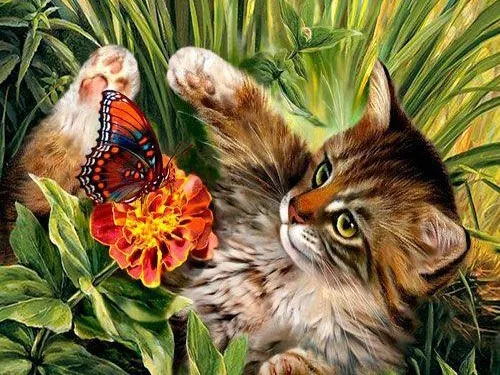 EverShine 5D Diamond Painting Animals Picture Of Rhinestones Diamond Embroidery Full Display Cat Cross Stitch Diamond Mosaic - Цвет: V8550