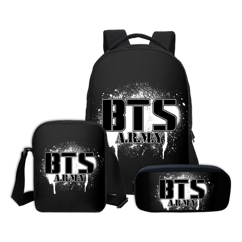 3 unids/set VEEVANV BTS Impresión de letras mochilas niños Bookbag niñas Mochila escolar moda Mochila niños Casual diario bolso de hombro