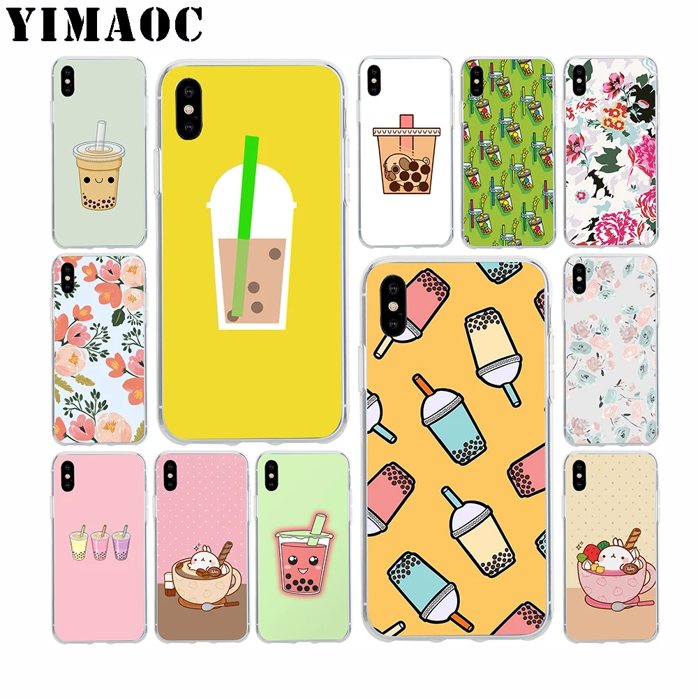 

YIMAOC Bubble Tea Marvelous Soft TPU Silicone Case for Apple Iphone Xr Xs Max X 10 8 Plus 7 6S 6 Plus SE 5S 5 7Plus 8Plus Cover