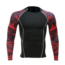 Men crime compression shirt with long sleeves breathable quick dry flower arm T-shirt bodice fitness weight lifting base layer