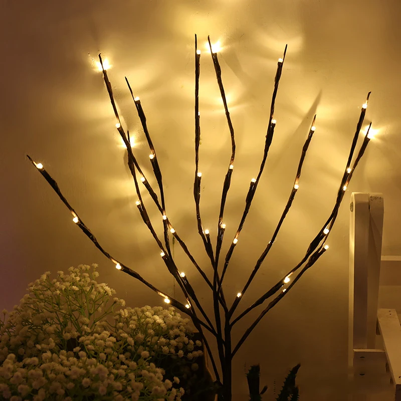 Красивая романтическая разноцветное украшение для дома 20 головы свет светодиодный дерево света светящиеся Willow веточку свет