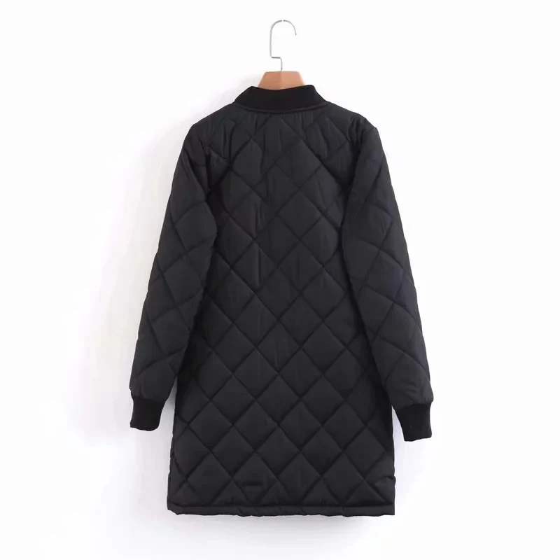 Модная Argyle зимняя женская куртка, женское свободное теплое длинное пальто, повседневная черная куртка-бомбер, Женское пальто с карманами размера плюс, верхняя одежда
