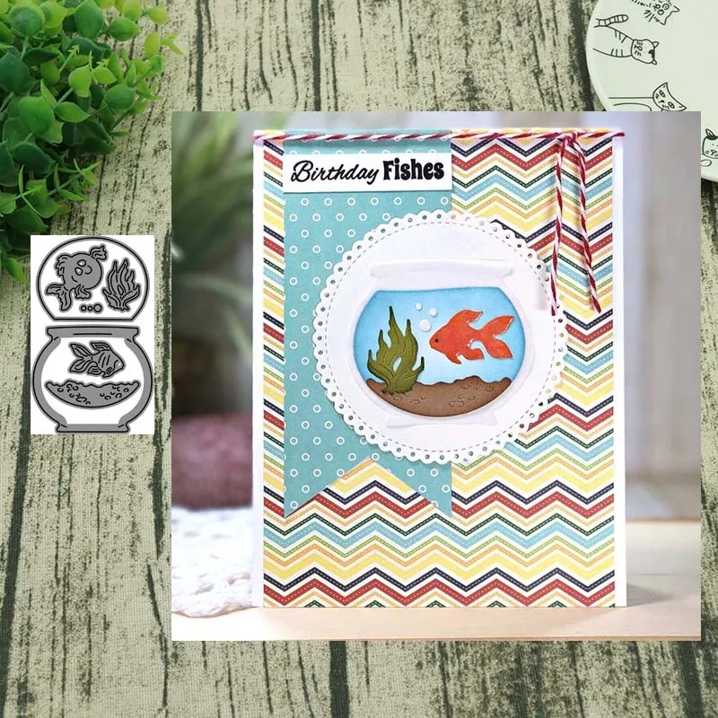 

AddyCraft Goldfish and bowl Metal Cutting Dies Stencils Scrapbooking Album Paper Decorative Craft Embossing