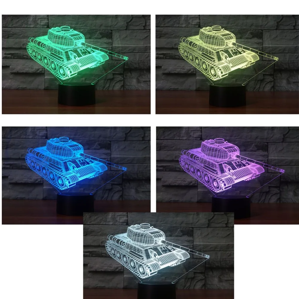7 цветов Изменение Настольная лампа 3D лампа светодиодный ночной Светильник бак Форма сенсорная настольная лампа стереоскопическая подсветка