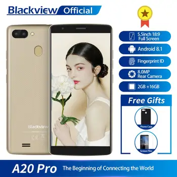 

Blackview A20 Pro Smartphone 2GB+16GB MT6739WAL Quad Core Android 8.1 5.5inch 18:9 Full Screen Fingerprint 4G Mobile Phone