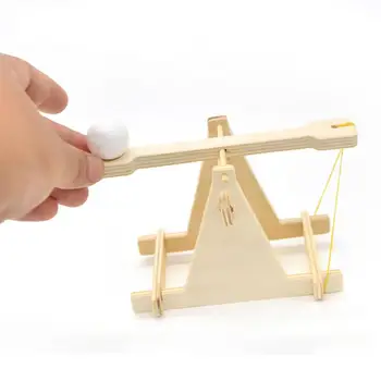 

DIY Stone Thrower Model Wooden Assembled Creative Educational Kits Kids Physical Science Experiment Toy Boys Catapult Mangonel
