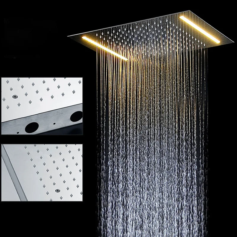 Nieuwe Ontwerp Elektrische Led Plafond Inbouw Regendouche 304SUS Badkamer Accessoires Douche Hoofddouche Panel|rainfall shower head|shower headoverhead shower - AliExpress