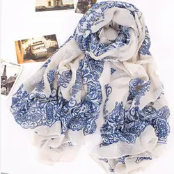 NDUCJSI Для женщин шифоновый шарф элегантный шарфы женский шарф Дамская шаль Ретро хлопок Обёрточная бумага цветок Лидер продаж печатных