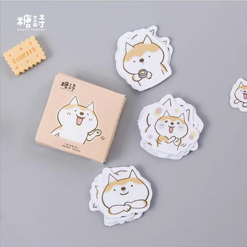 

45PCS/box New Cute Dog duet Album Paper Lable Stickers Crafts And Scrapbooking Decorative Lifelog Sticker Cute Stationery
