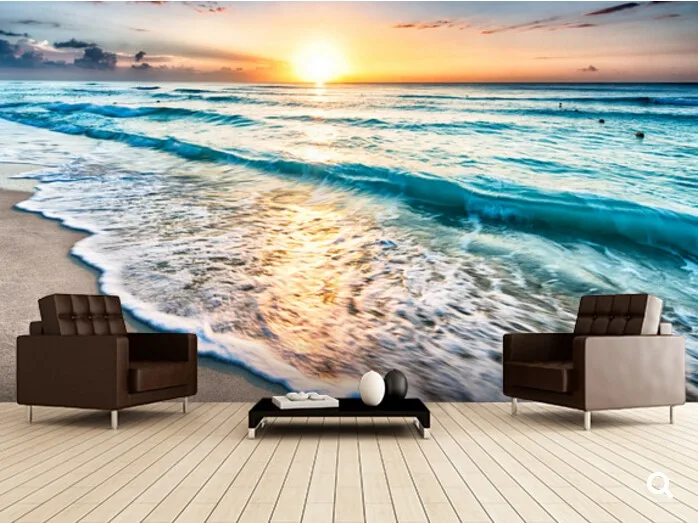 Custom Landscape Wallpaper Beautiful Sunrise Over Beach In Cancun 3d Wallpaper For Living Room Bedroom Tv Wall Papel De Parede Wallpapers For Wallpapers For Living Roomwallpaper 3d Aliexpress
