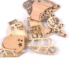 10 шт. смешанный Рождественский Снеговик/олень/сани Натуральный Деревянный декорация рукоделие хобби ручной работы Скрапбукинг деревянный орнамент m1850