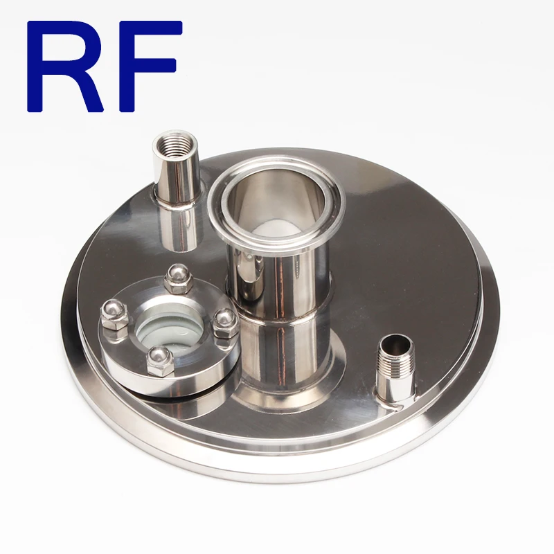 

RF 6" Clamp Lid Cap with 1PC 1/4" MNPT, 1PC 1/4" FNPT, 1.5" Ferrule and 1PC Sight Glass SS304 Extractor Spare Parts