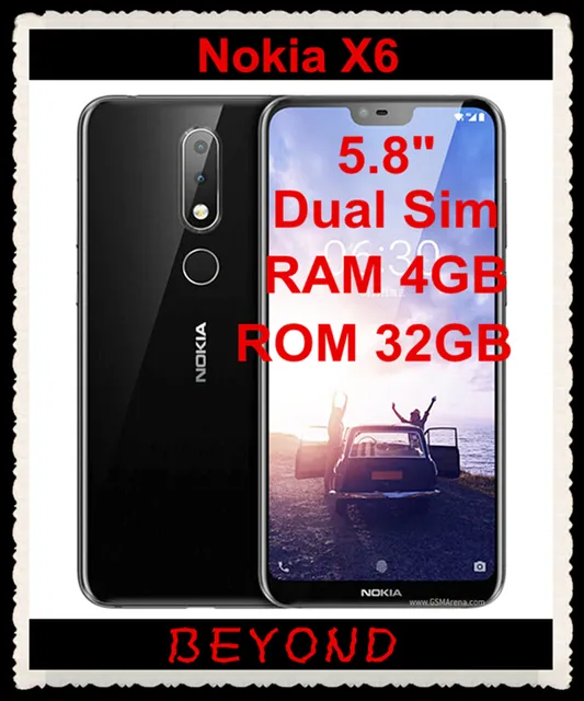 Nokia X6 RAM 4 gb ROM 32 gb Double Sim D&eacute;bloqu&eacute; Original Android Mobile T&eacute;l&eacute;phone LTE GSM 5.8 ''Double 16MP Octa Core 3060 mah D'empreintes Digitales