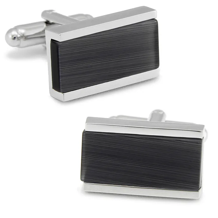 

SPARTA artificial black cat's eye stone cufflinks rectangle cufflinks mirror polishing men's Cuff Links + Free Shipping !!DM