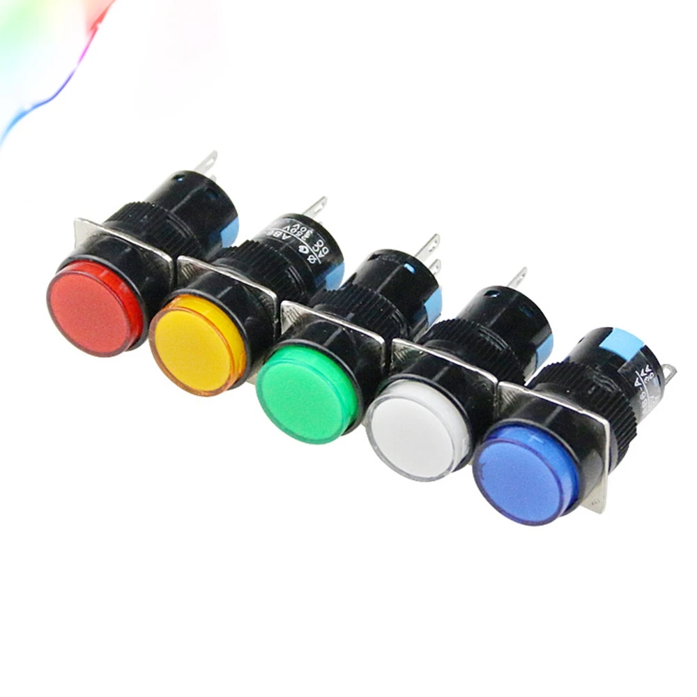 16 мм светодиодный светильник кнопочный переключатель синий зеленый красный желтый белый лампа Мгновенный Кнопочный автоматический сброс LA16Y-11D