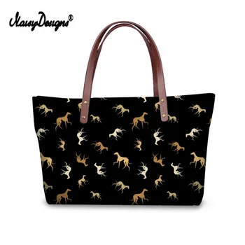 

Noisydesigns Women Casual Shoulder Handbag Tote Greyhound Dog Print Animal Pattern Zipper & Hasp Crossbody Famous Brands Luxury
