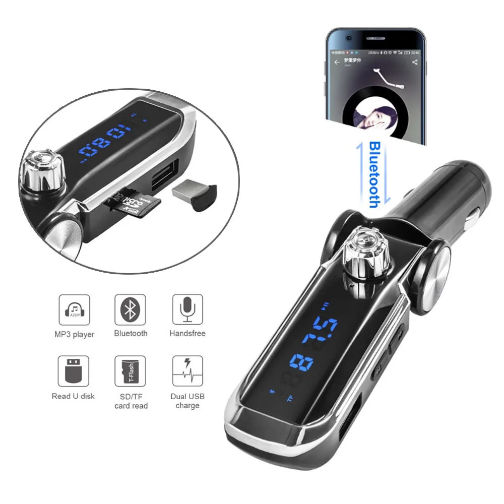 Миниатюрный fm передатчик Беспроводной V3.0 Авто Bluetooth автомобильный набор