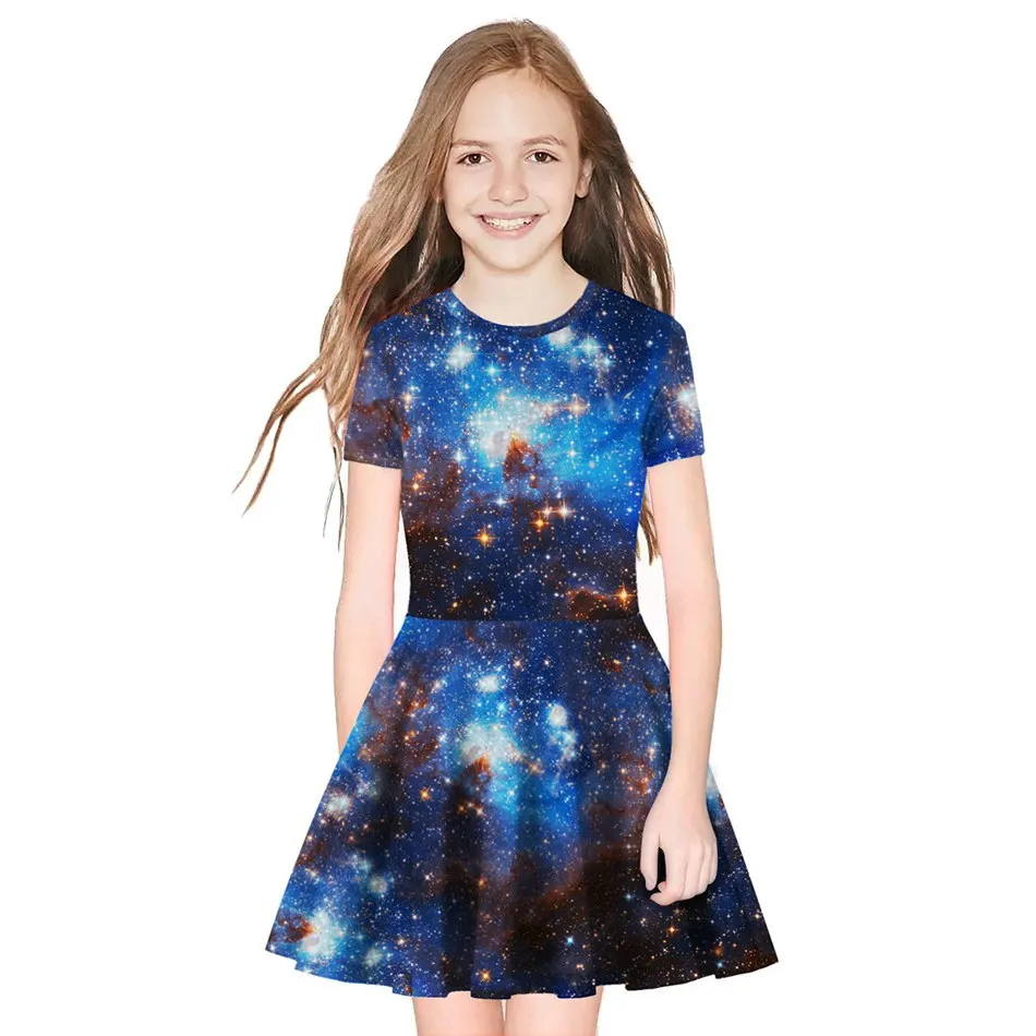 Girls T Short Sleeve Printed Swing Dress (1)