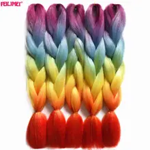 Extensões de Cabelo Fibra de Alta Temperatura Sintética Roxo Crochê Feilimei Tranças Jumbo Ombre Cinza Rosa Feixes de Cabelo Trança