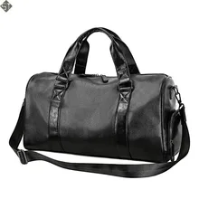 Брендовая мужская черная сумка для путешествий водонепроницаемая кожаная большая Вместительная дорожная сумка многофункциональная сумка через плечо