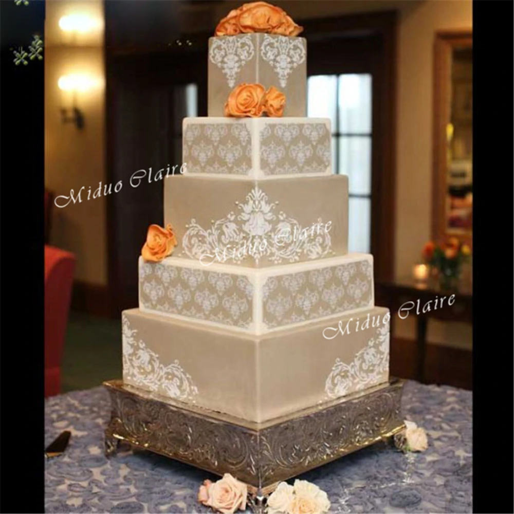 designer schablonen dekorieren stencil damask cake 5-tier-set