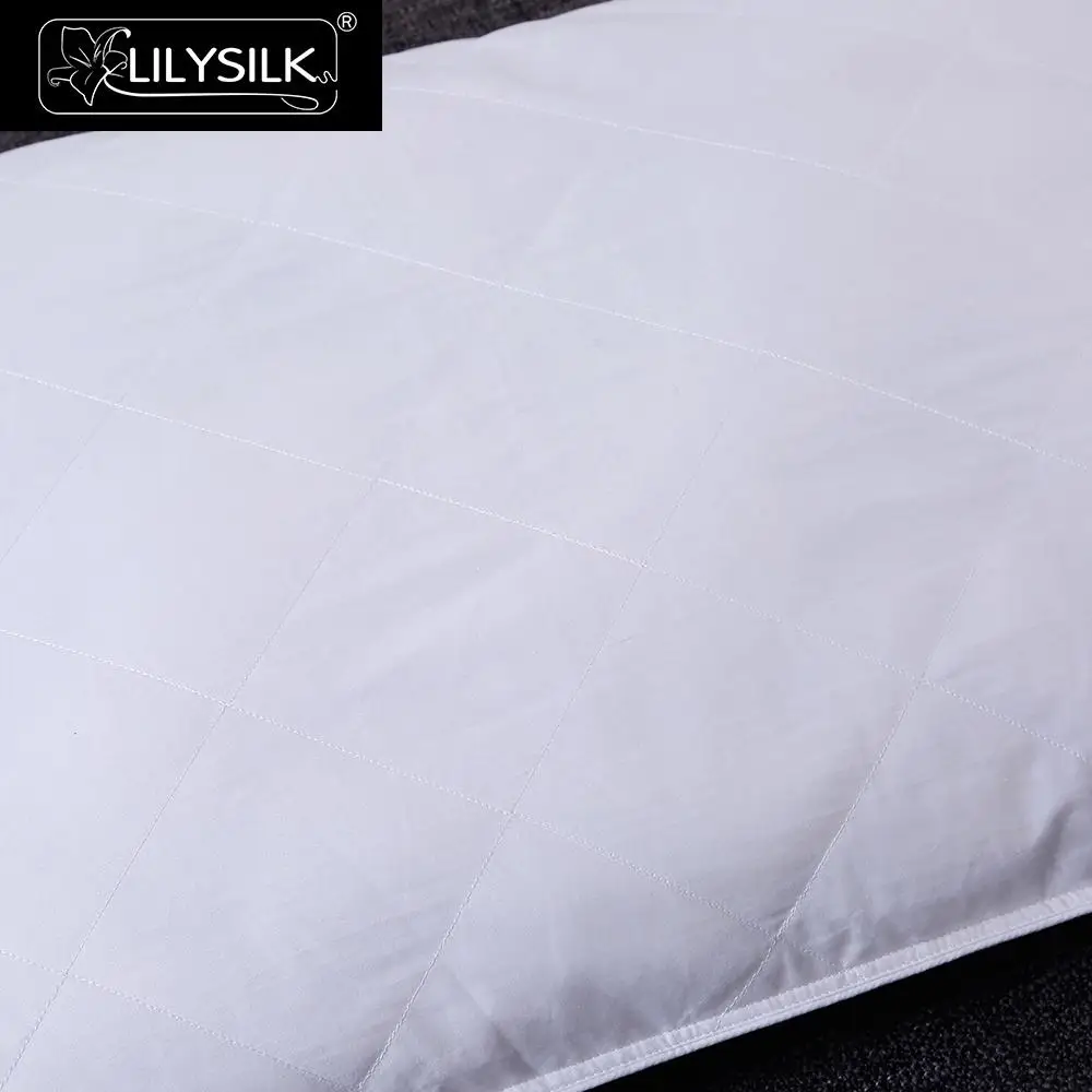 LilySilk Подушка с шелковой подкладкой моющаяся хлопковая покрытая для сна высота 16