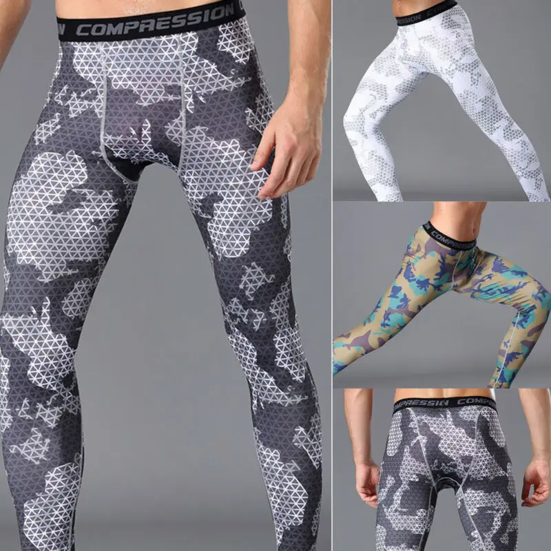 high quality Men Gym Compression Slim Tight Base Layer Sports Leggings Running Pants Trousers