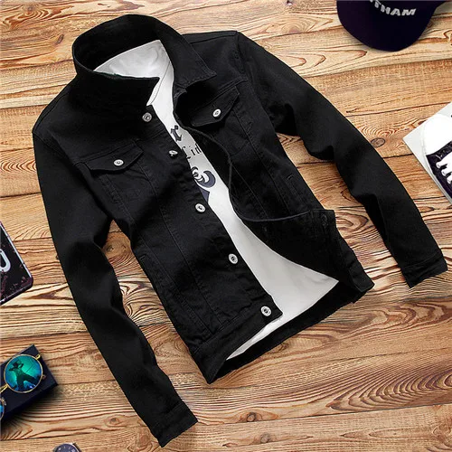 Новинка, Мужская джинсовая бейсбольная куртка, пальто, мужская верхняя одежда, джинсовая куртка и пальто, модный дизайн, весенне-осенняя одежда - Цвет: Черный