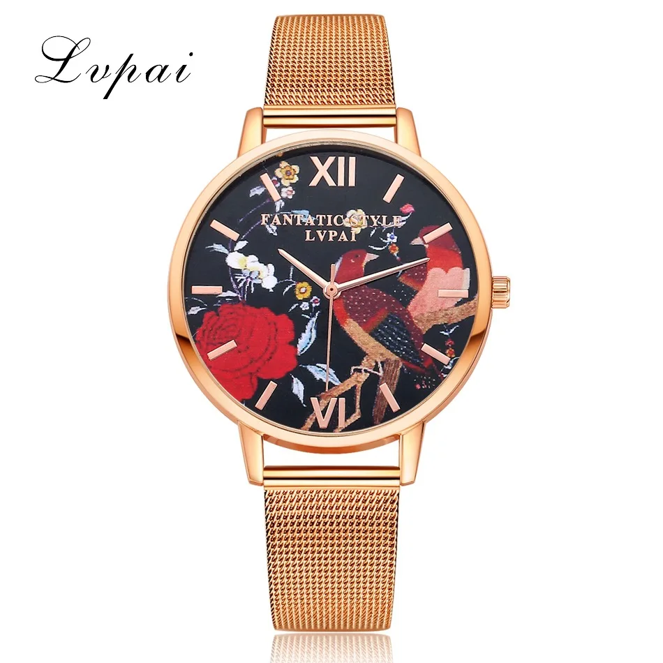 

2019 New Brand Lvpai Luxury Flower Dial Watch Ladies Crystal Bracelet Women Lovely Gift Dress Quartz Watch Rose Gold Wristwatch