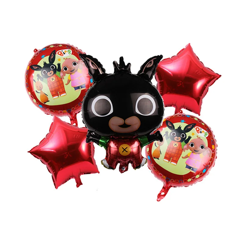red 5 шт. 18 дюймов пятиконечные sta ballon мультфильм Bing Кролик Воздушный шар День Рождения украшения Детские воздушные шары globos air bals - Цвет: red